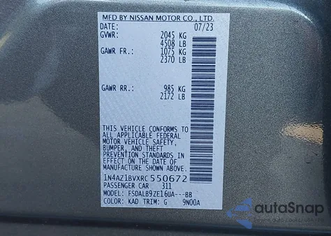 2024 Nissan Leaf S z USA, uszkodzony, nr VIN 1N4AZ1BVXRC550672